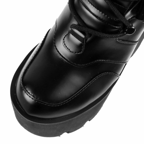 Killstar - Lugosi Black Combat Lace-Up Boots - Picture 4 of 10